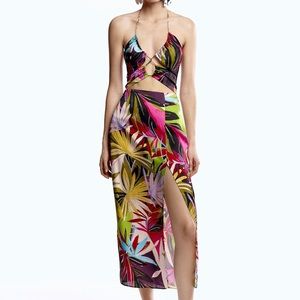Zara Tropical Cut Out Dress
